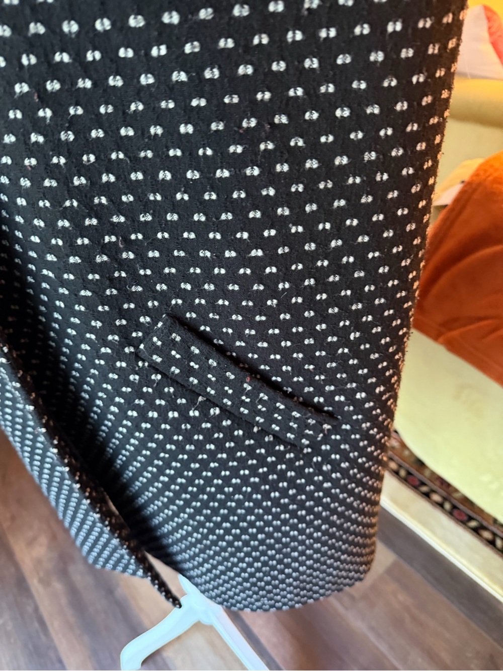 Black Patterned Women's Coat Lightweight - Classic Button Front - Picture 4 of 8